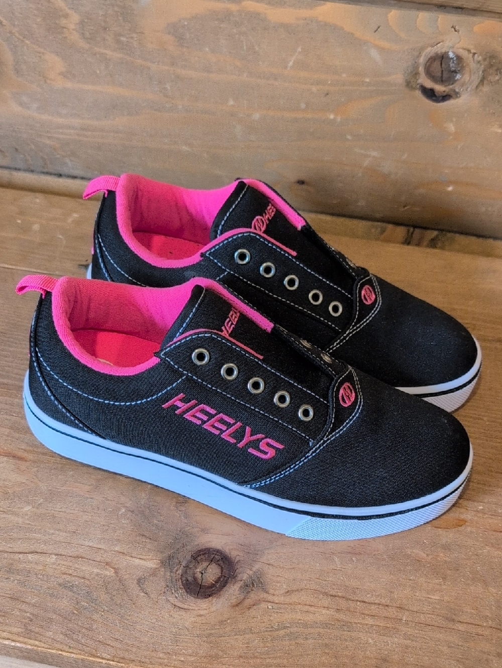 Heelys Kids Black and Hot Pink Slip-On Skate Sneakers